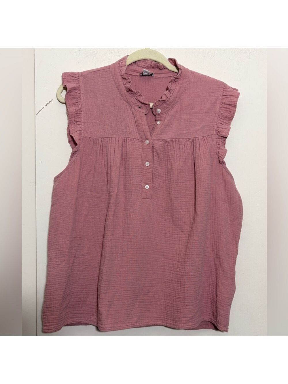 J. Crew Factory Dusty Rose Ruffle Sleeve Gauze Blouse